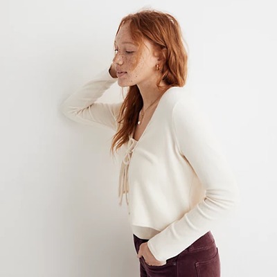 Madewell tie 2025 front sweater